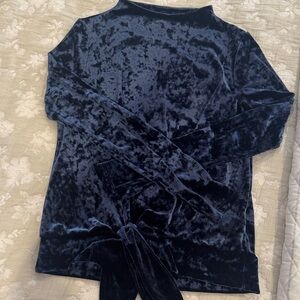 Design Lab Lord & Taylor Velvet Top in Midnight Blue